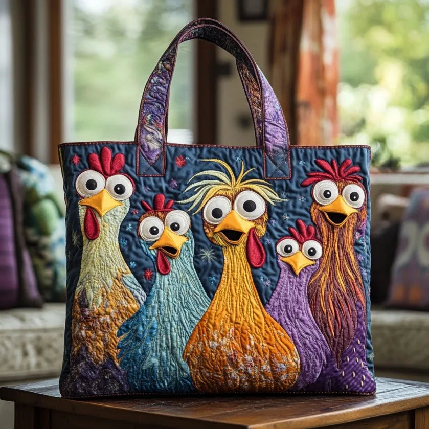 Arabella | Handmade Bag Five Colourful Hens&nbsp;