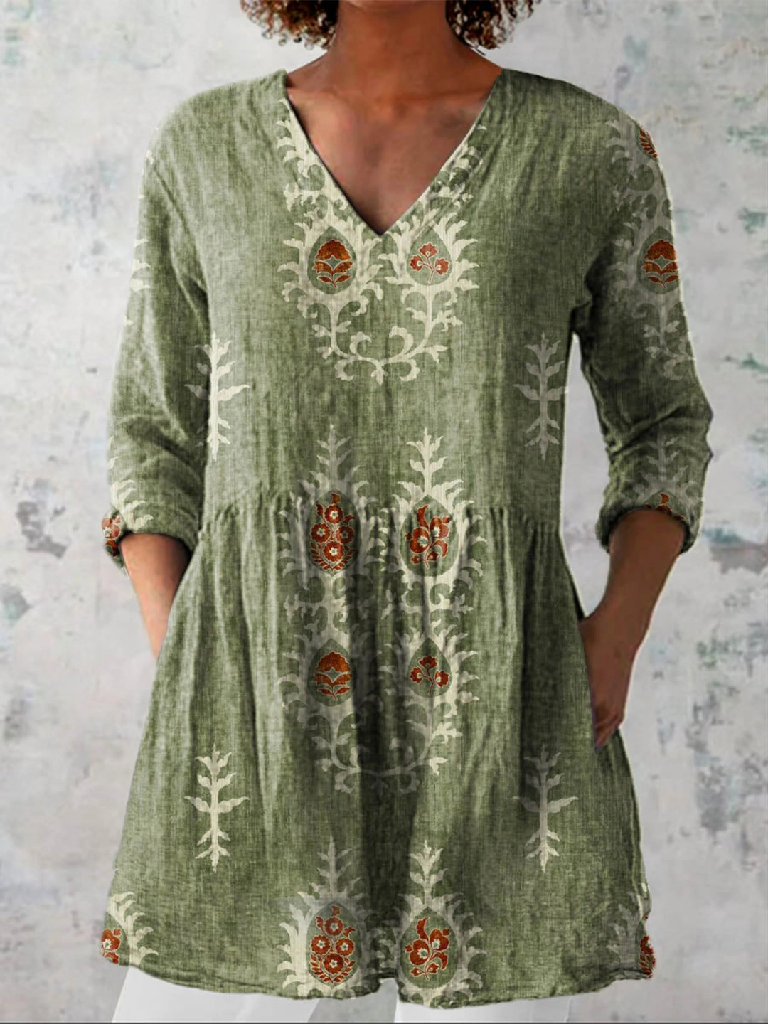 Christina | Long V-Neck Blouse