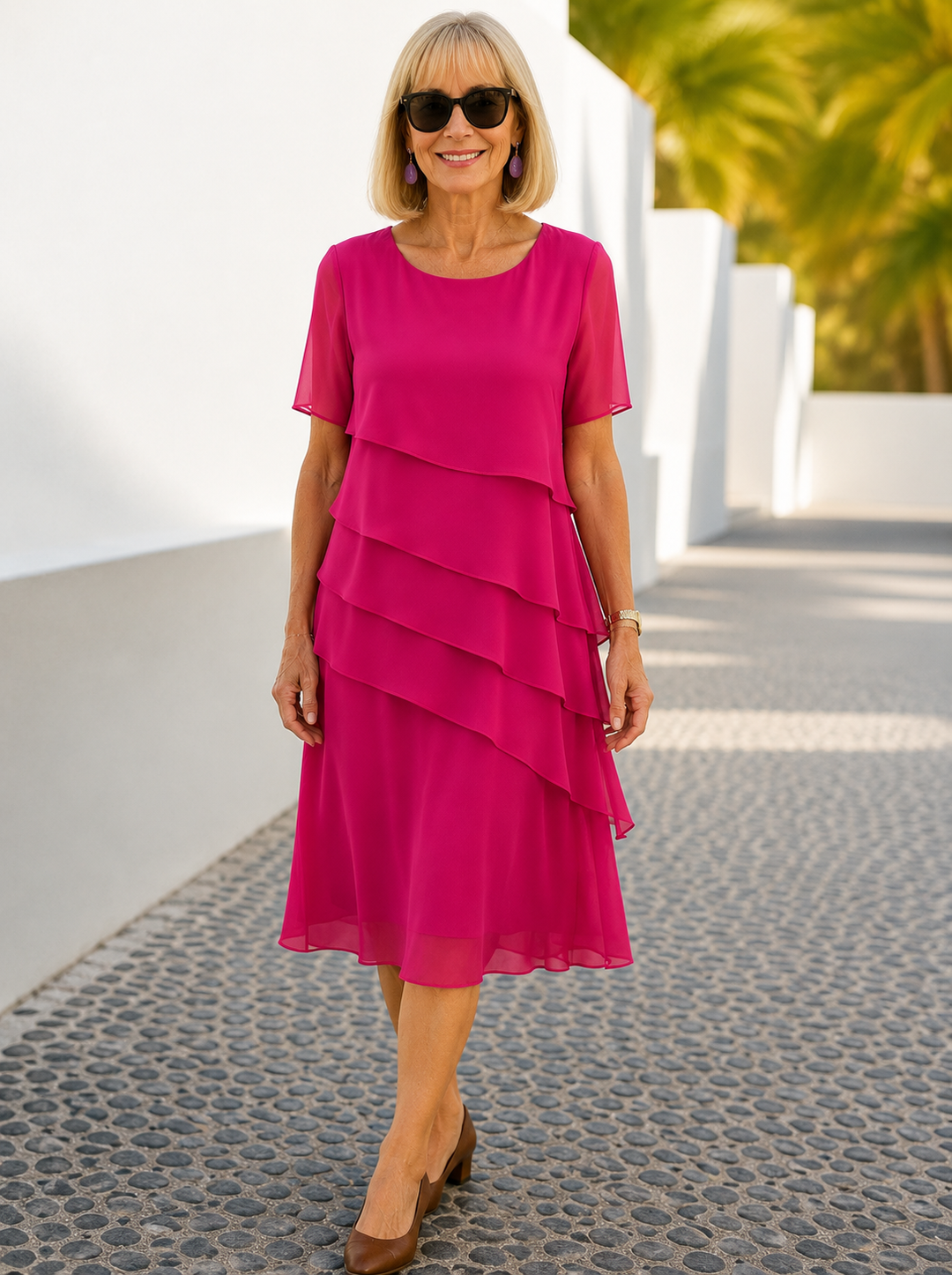 Linda | Elegant Comfort Frill Dress