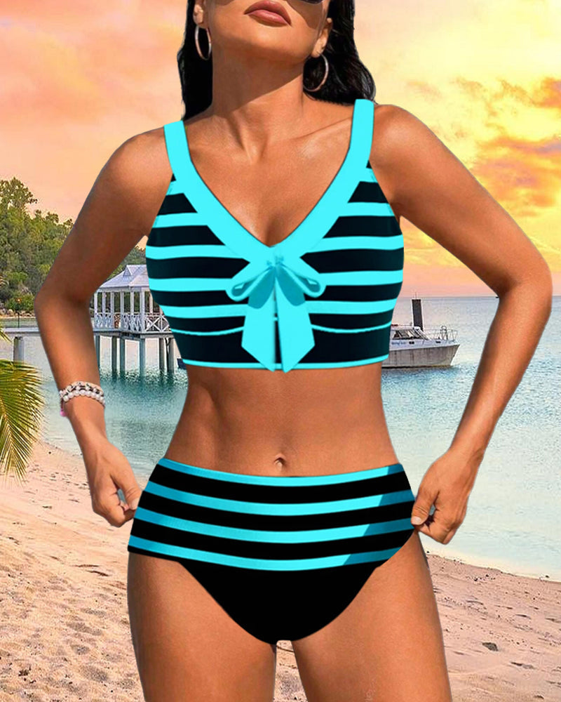 Ava | High-waisted striped bikini