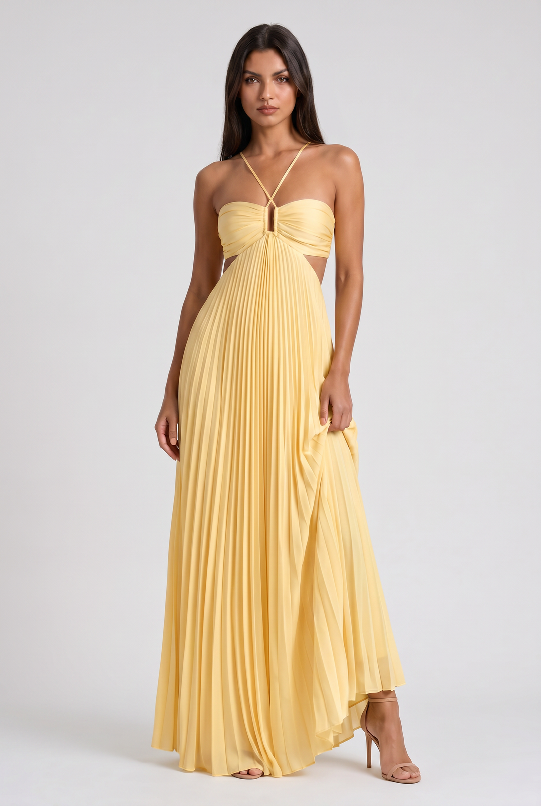 Isabelle - Pleated Halter Maxi Dress