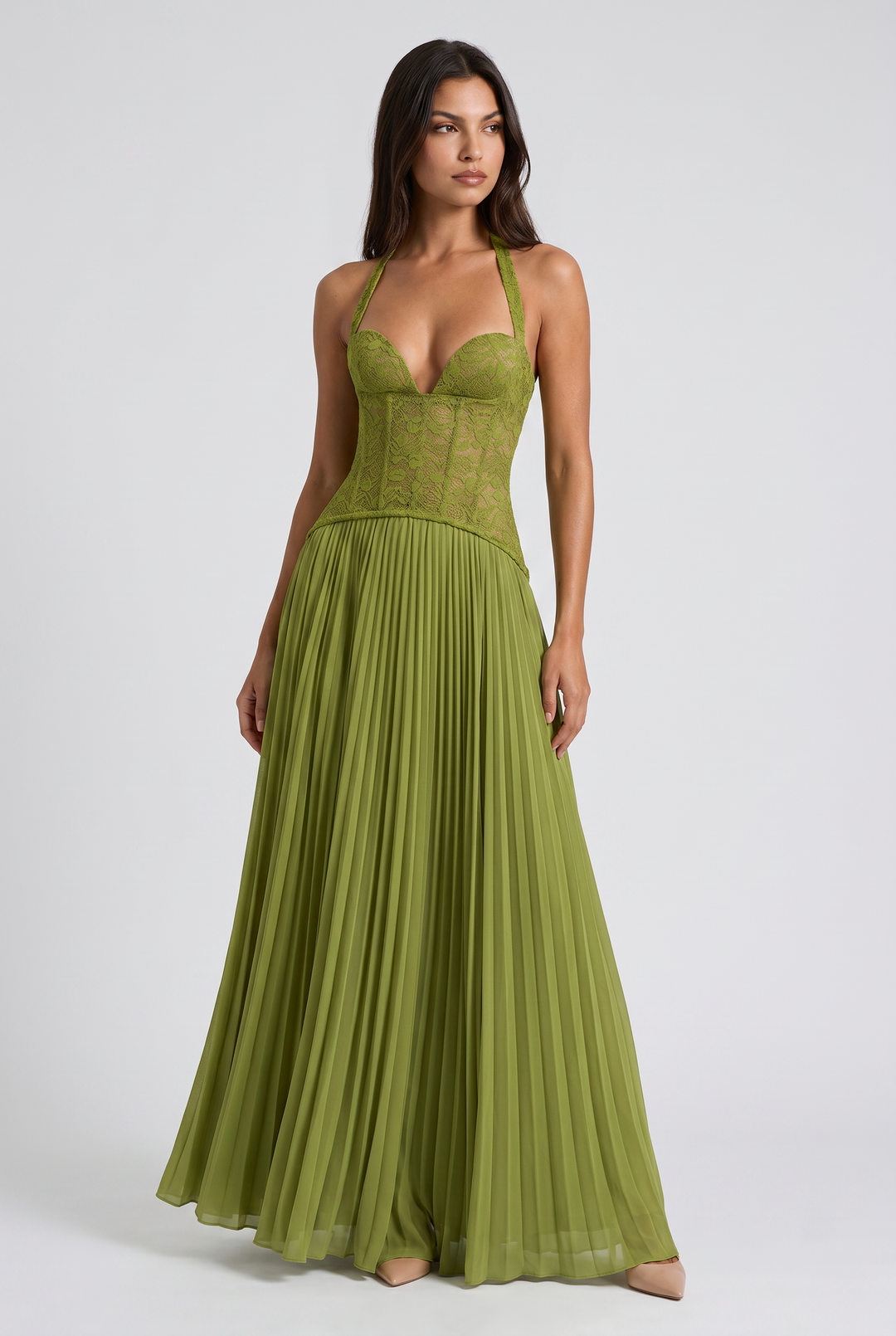 Charlotte - Pleated Skirt Lace Dress