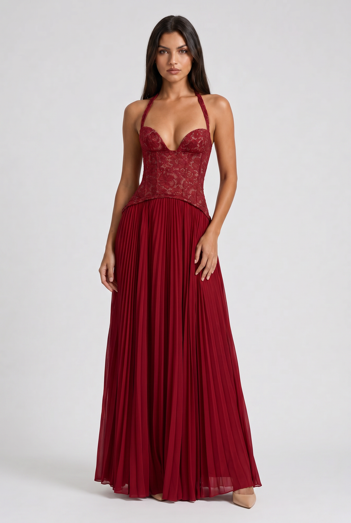 Charlotte - Pleated Skirt Lace Dress