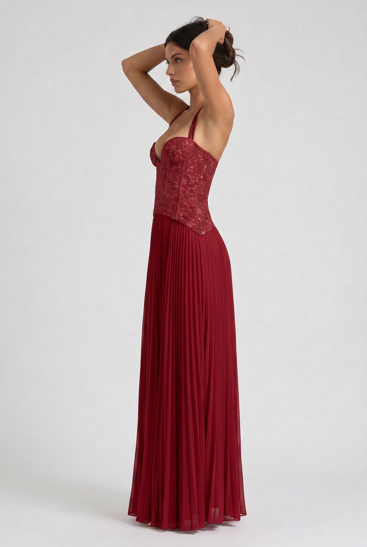 Charlotte - Pleated Skirt Lace Dress