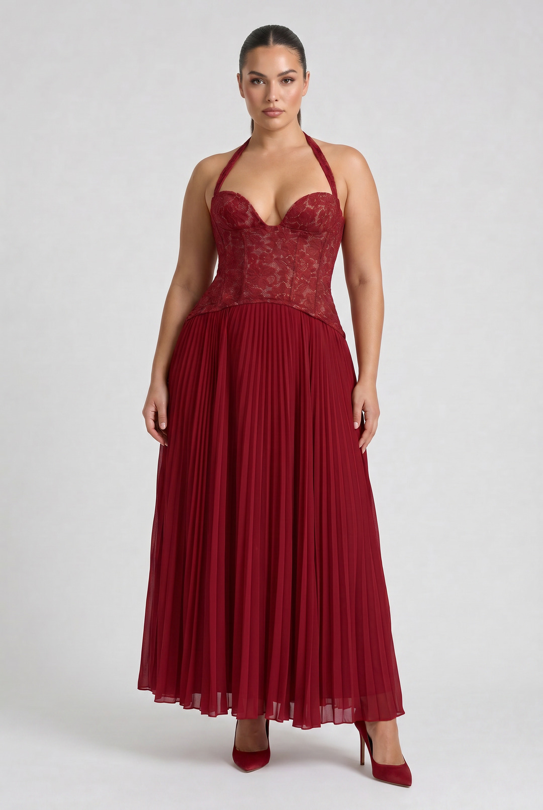 Charlotte - Pleated Skirt Lace Dress