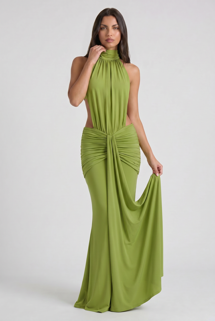 Aria - Draped Halter Evening Dress