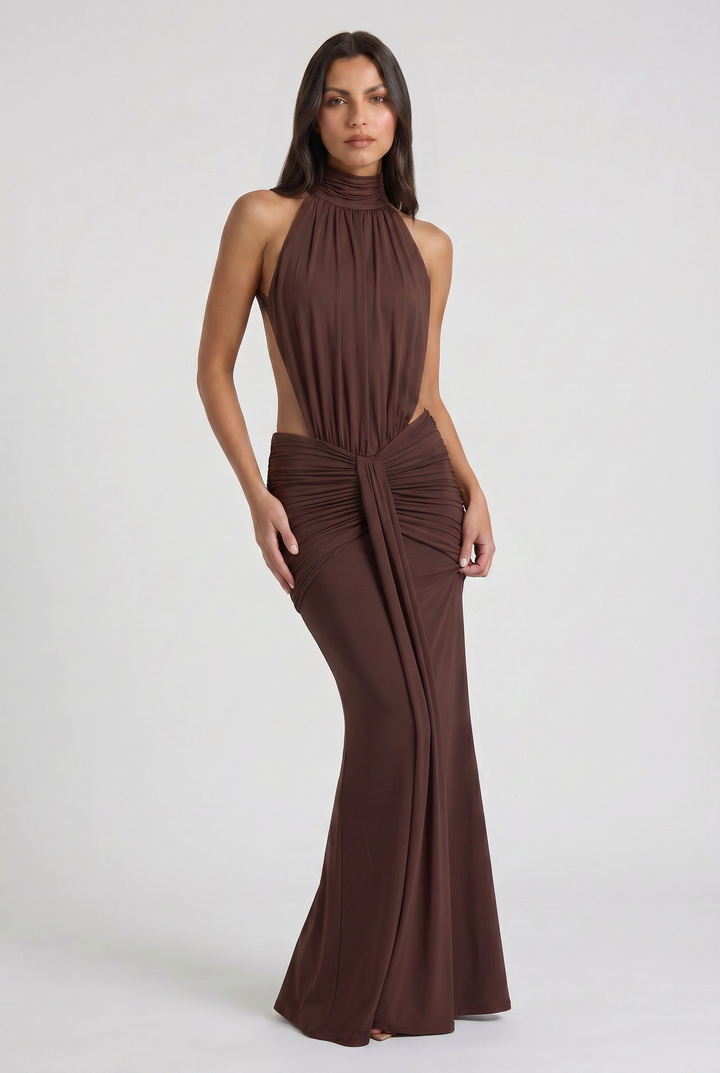 Aria - Draped Halter Evening Dress