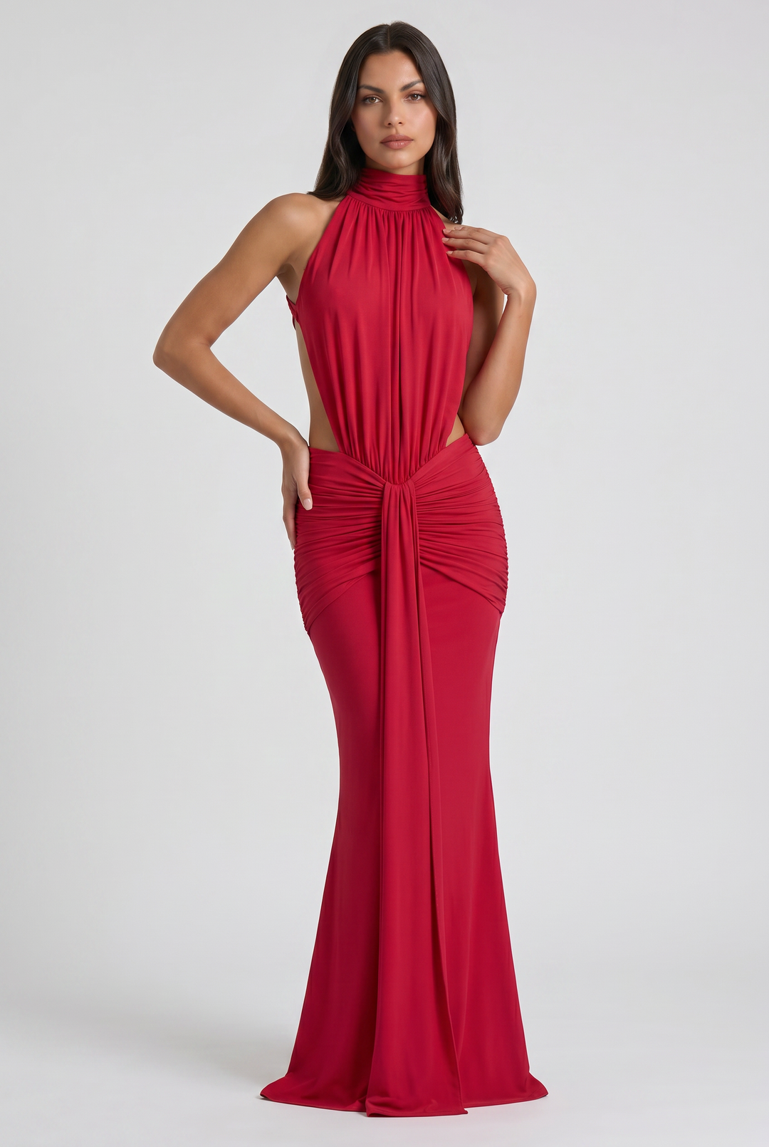 Aria - Draped Halter Evening Dress