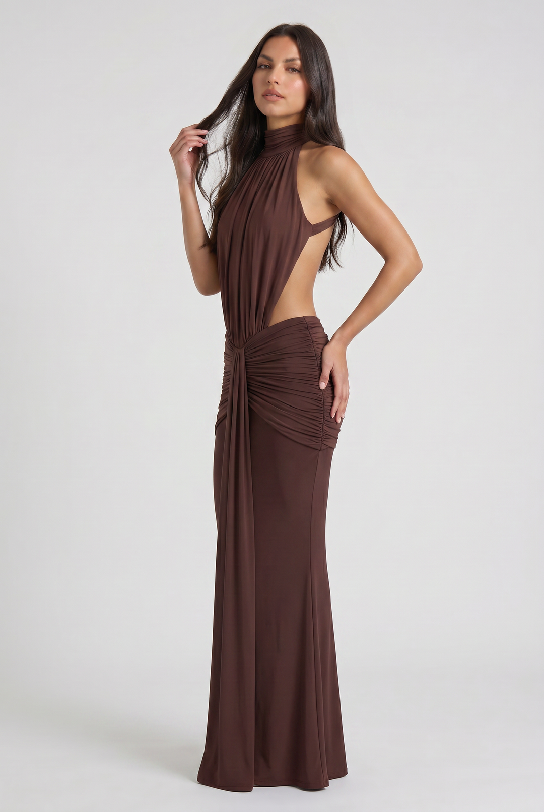 Aria - Draped Halter Evening Dress