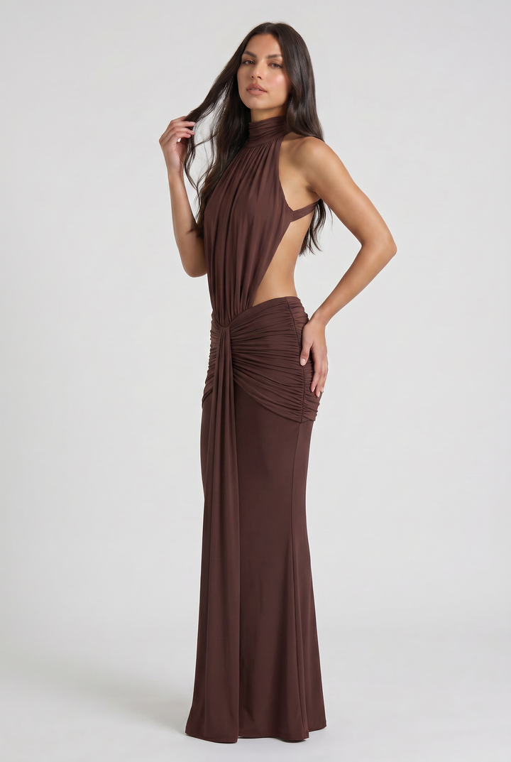 Aria - Draped Halter Evening Dress