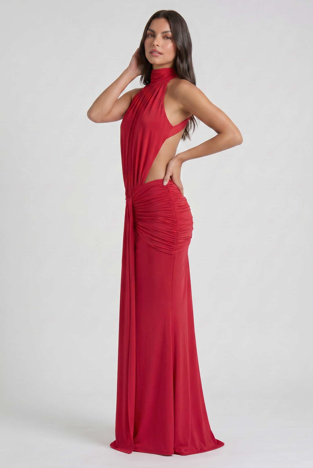 Aria - Draped Halter Evening Dress