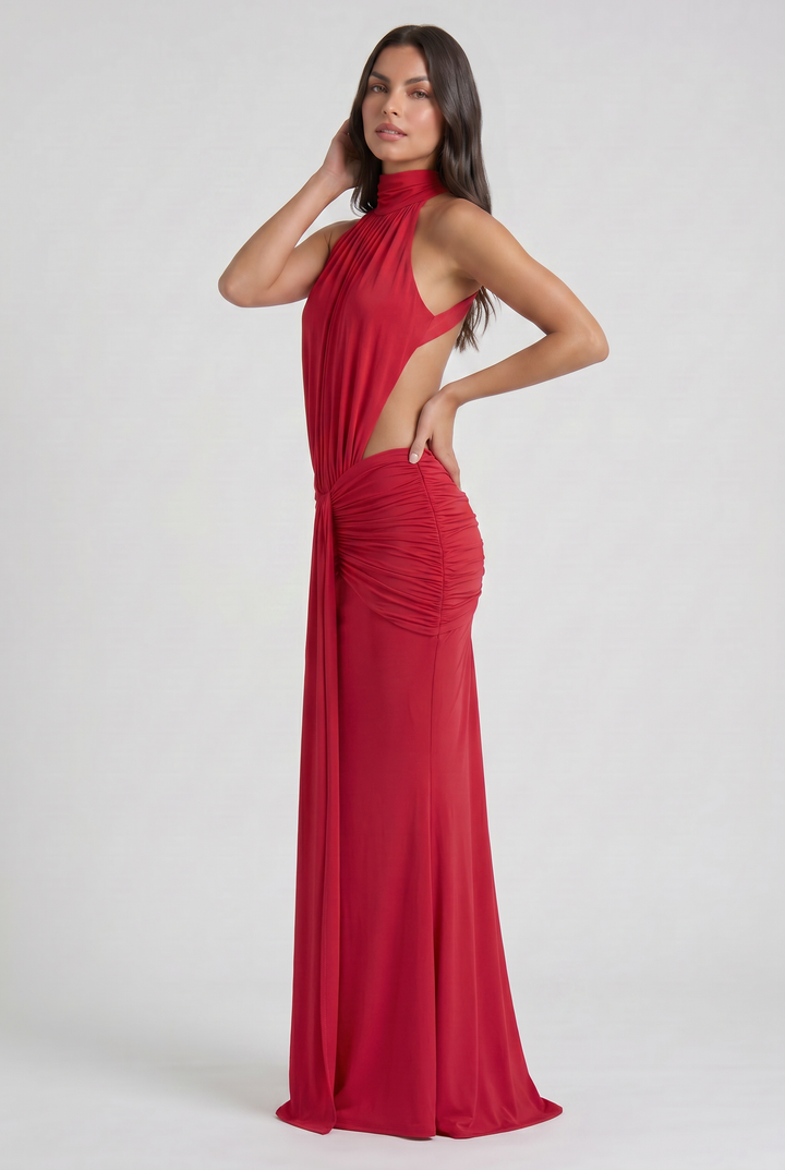Aria - Draped Halter Evening Dress