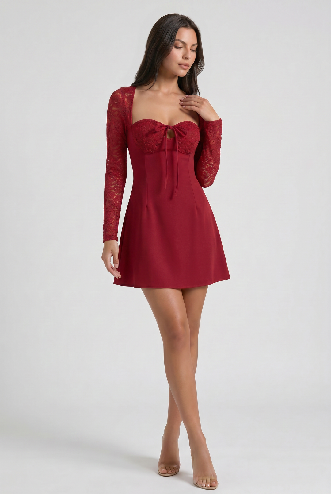 Maisie - Lace Long Sleeve Mini Dress