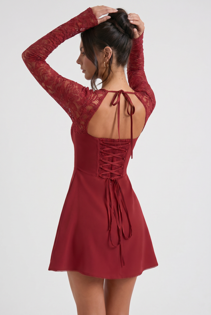 Maisie - Lace Long Sleeve Mini Dress