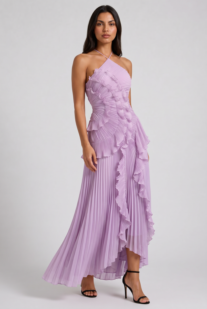 Emily - Pleated Ruffle Maxi Dress