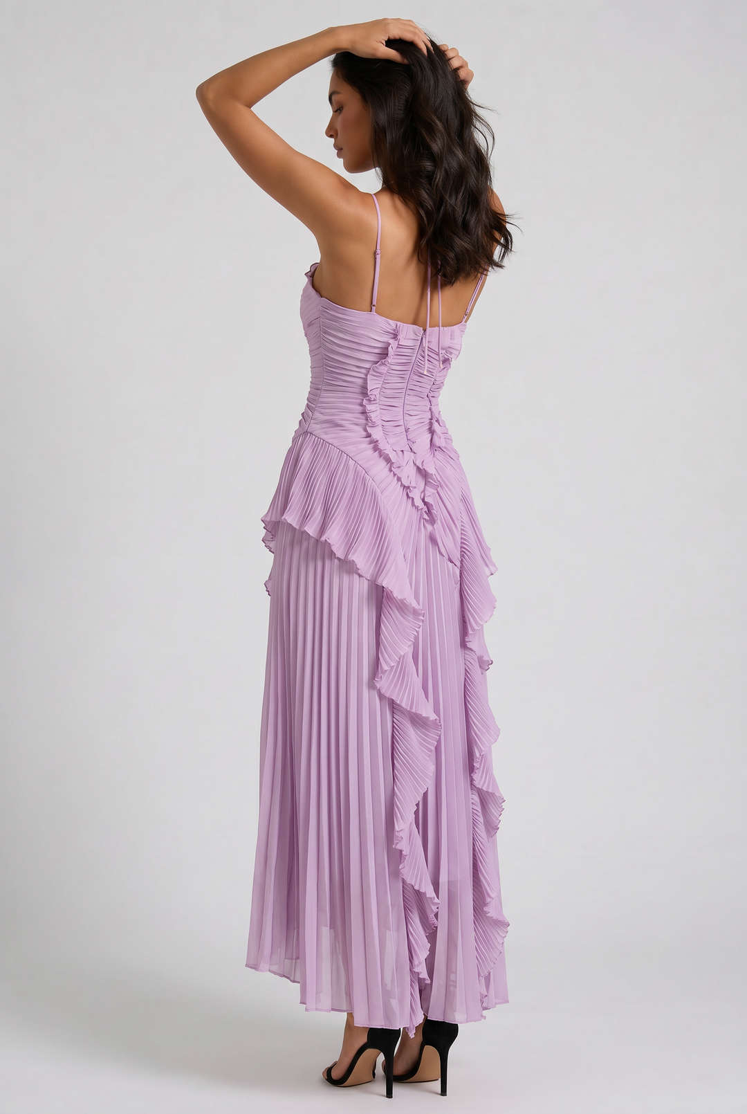 Emily - Pleated Ruffle Maxi Dress