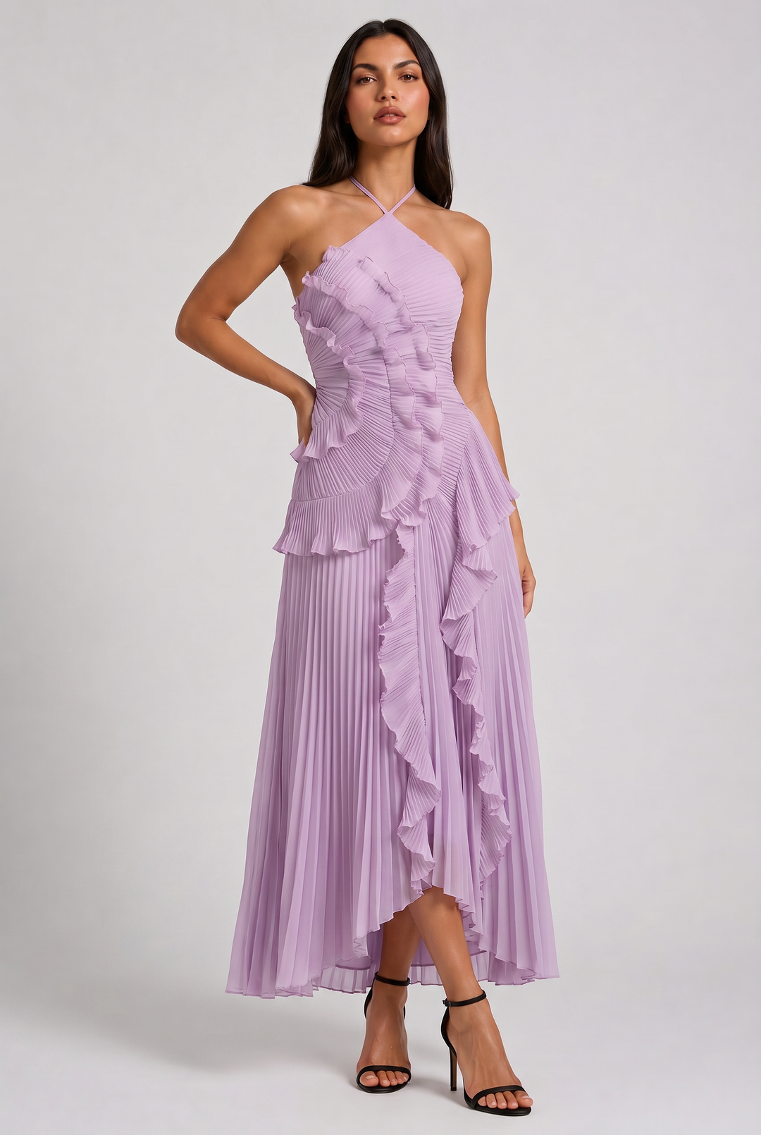 Emily - Pleated Ruffle Maxi Dress
