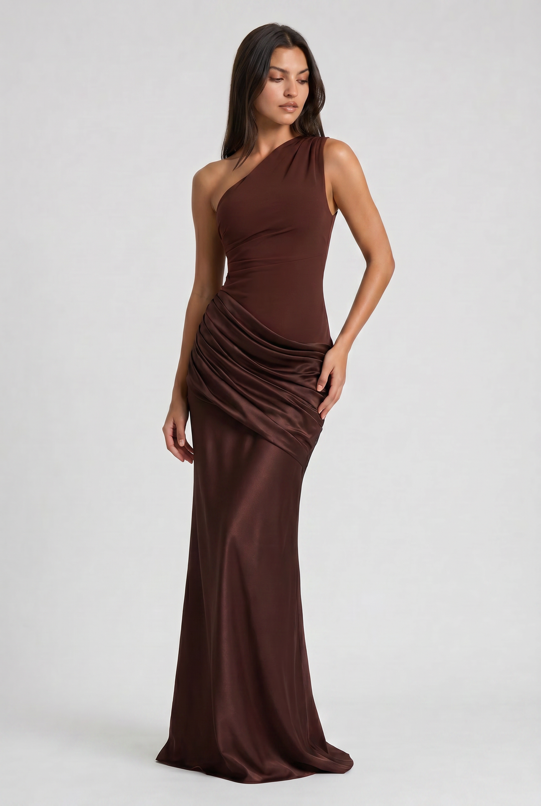Hallie - Pleated Satin Maxi Dress