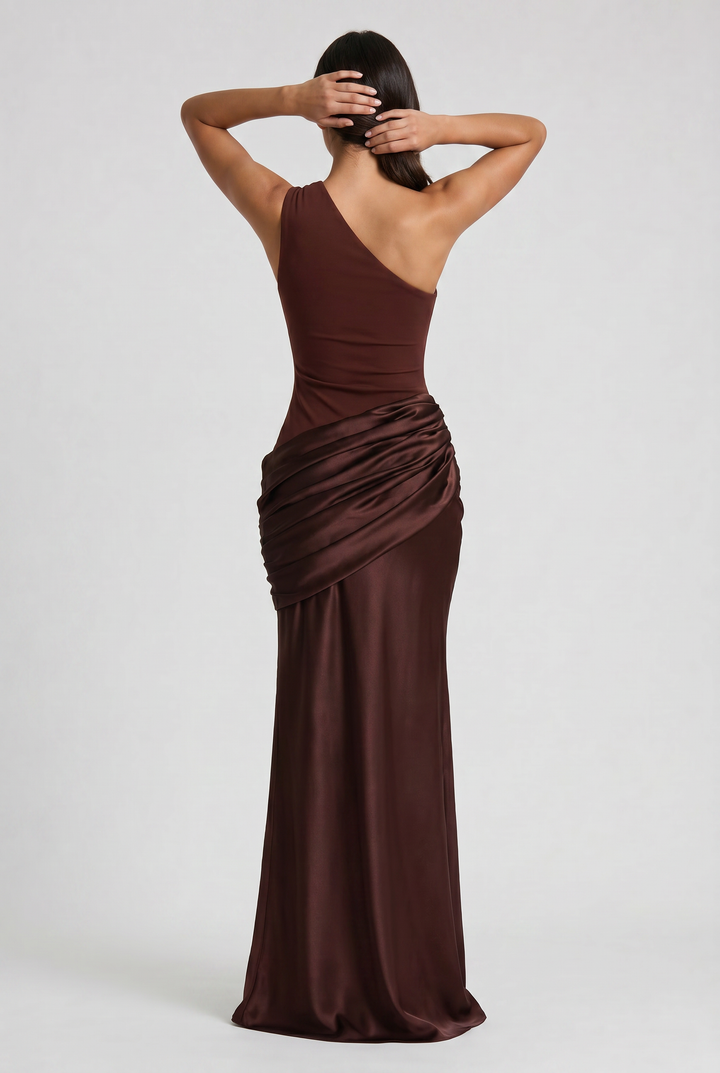 Hallie - Pleated Satin Maxi Dress