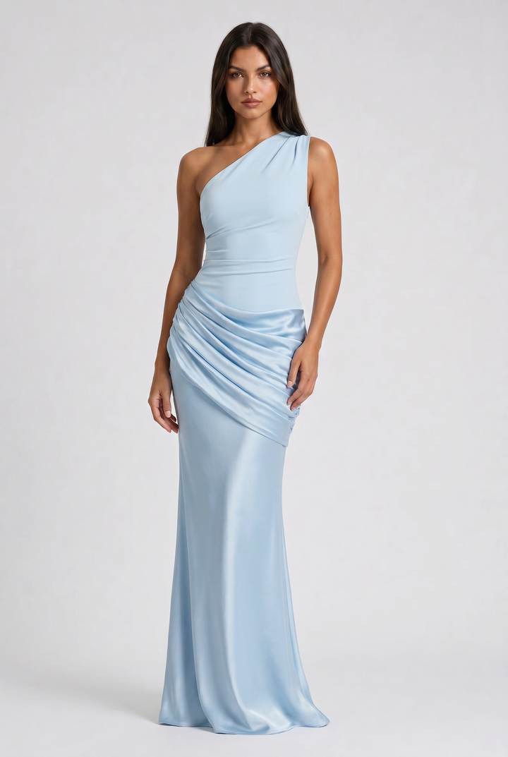 Hallie - Pleated Satin Maxi Dress