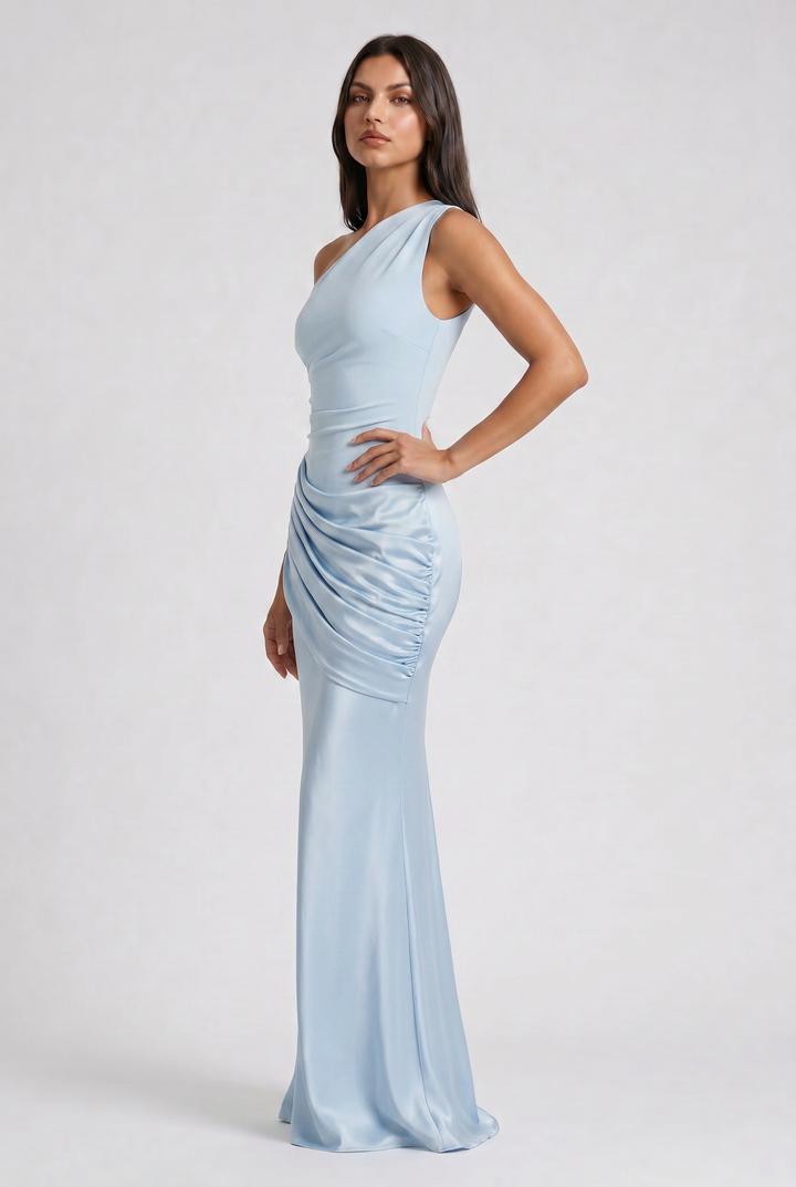 Hallie - Pleated Satin Maxi Dress
