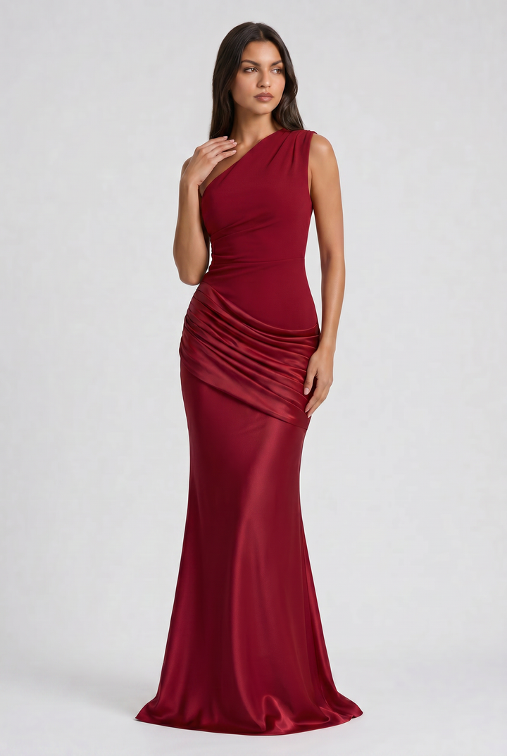 Hallie - Pleated Satin Maxi Dress