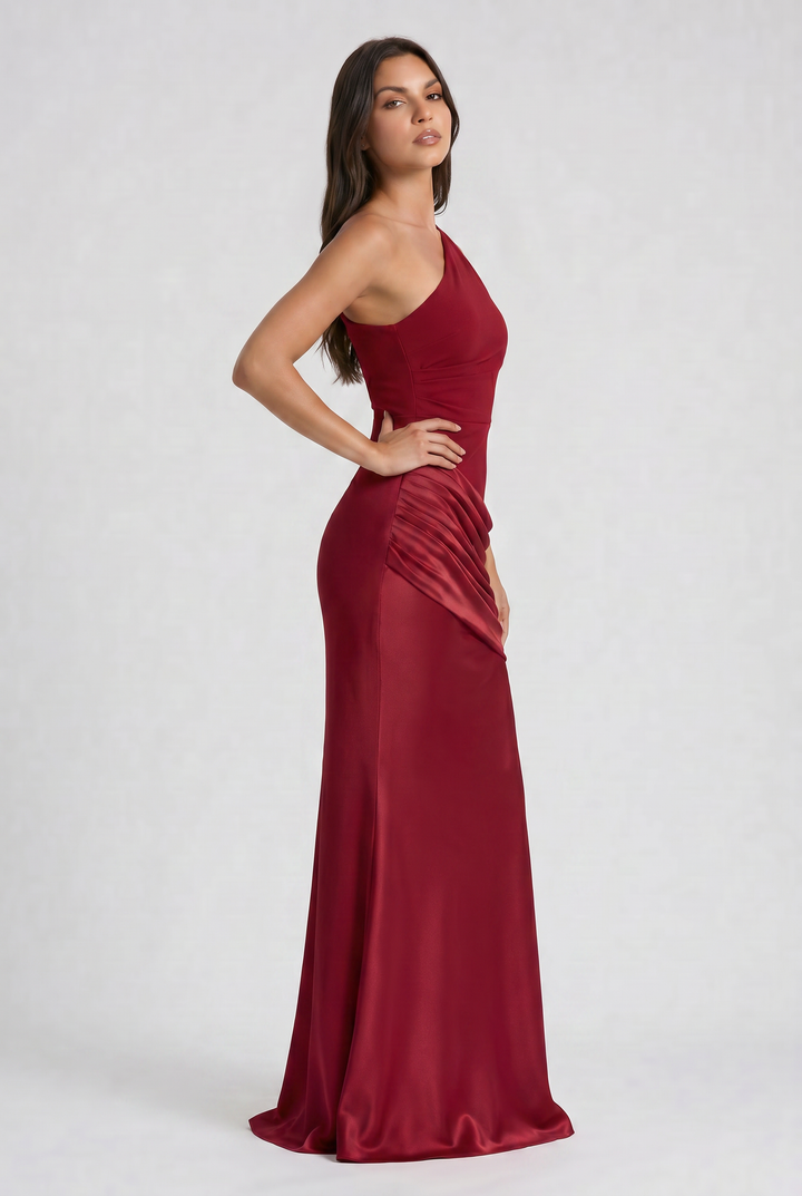 Hallie - Pleated Satin Maxi Dress