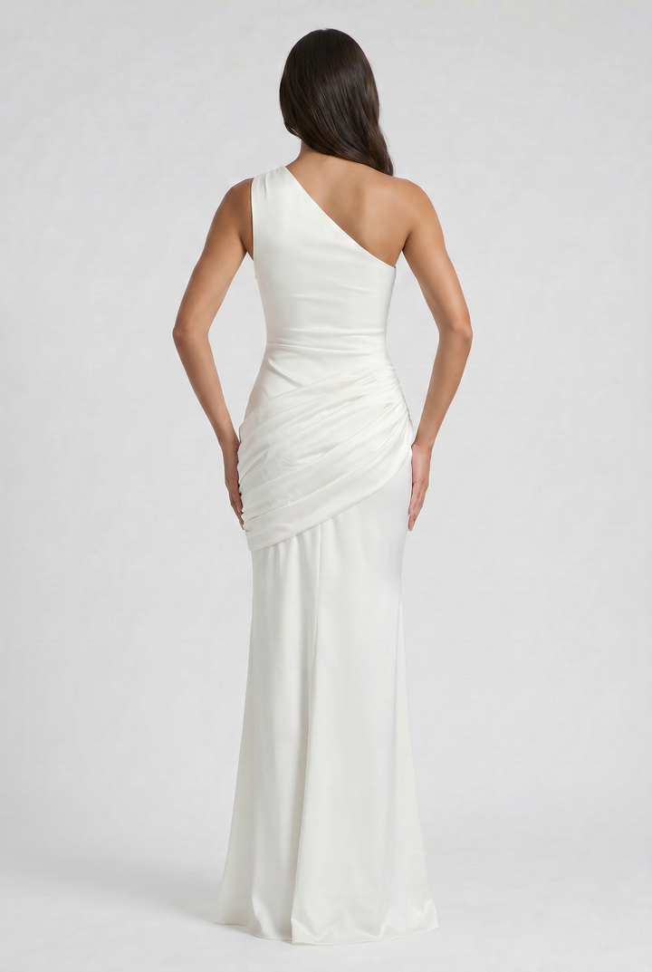 Hallie - Pleated Satin Maxi Dress