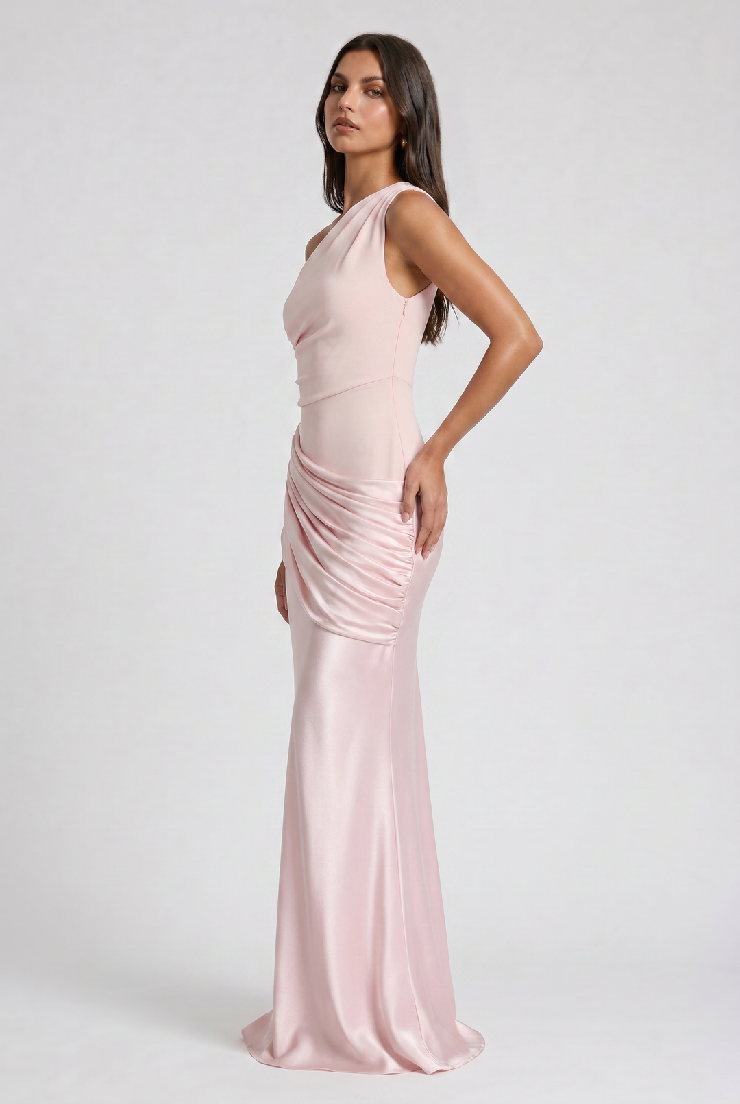 Hallie - Pleated Satin Maxi Dress