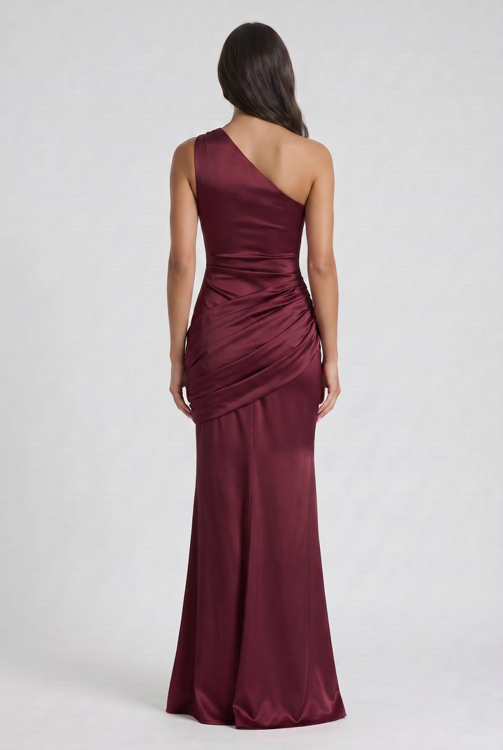 Hallie - Pleated Satin Maxi Dress