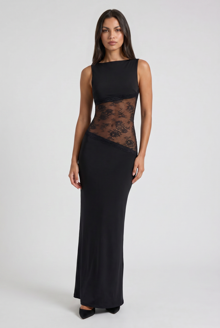 Eva - Sheer Waist Evening Dress
