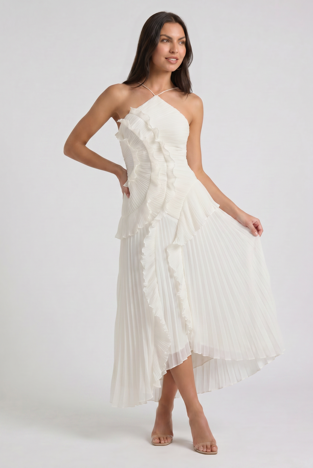Emily - Pleated Ruffle Maxi Dress
