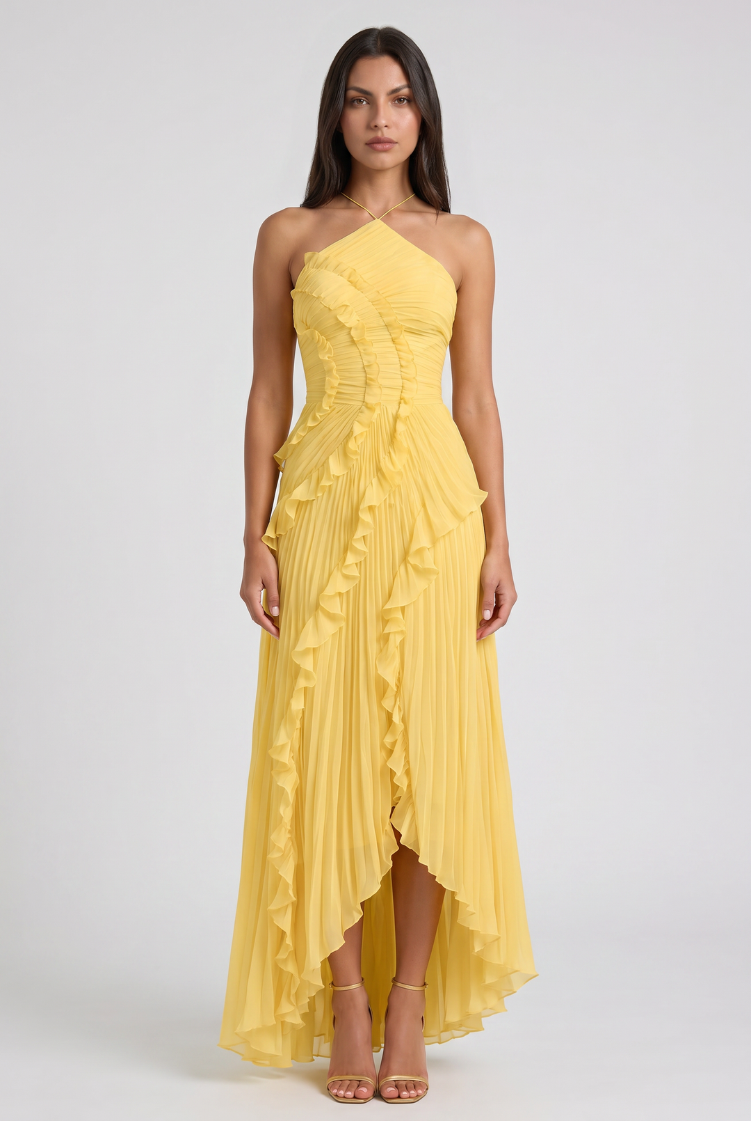Emily - Pleated Ruffle Maxi Dress