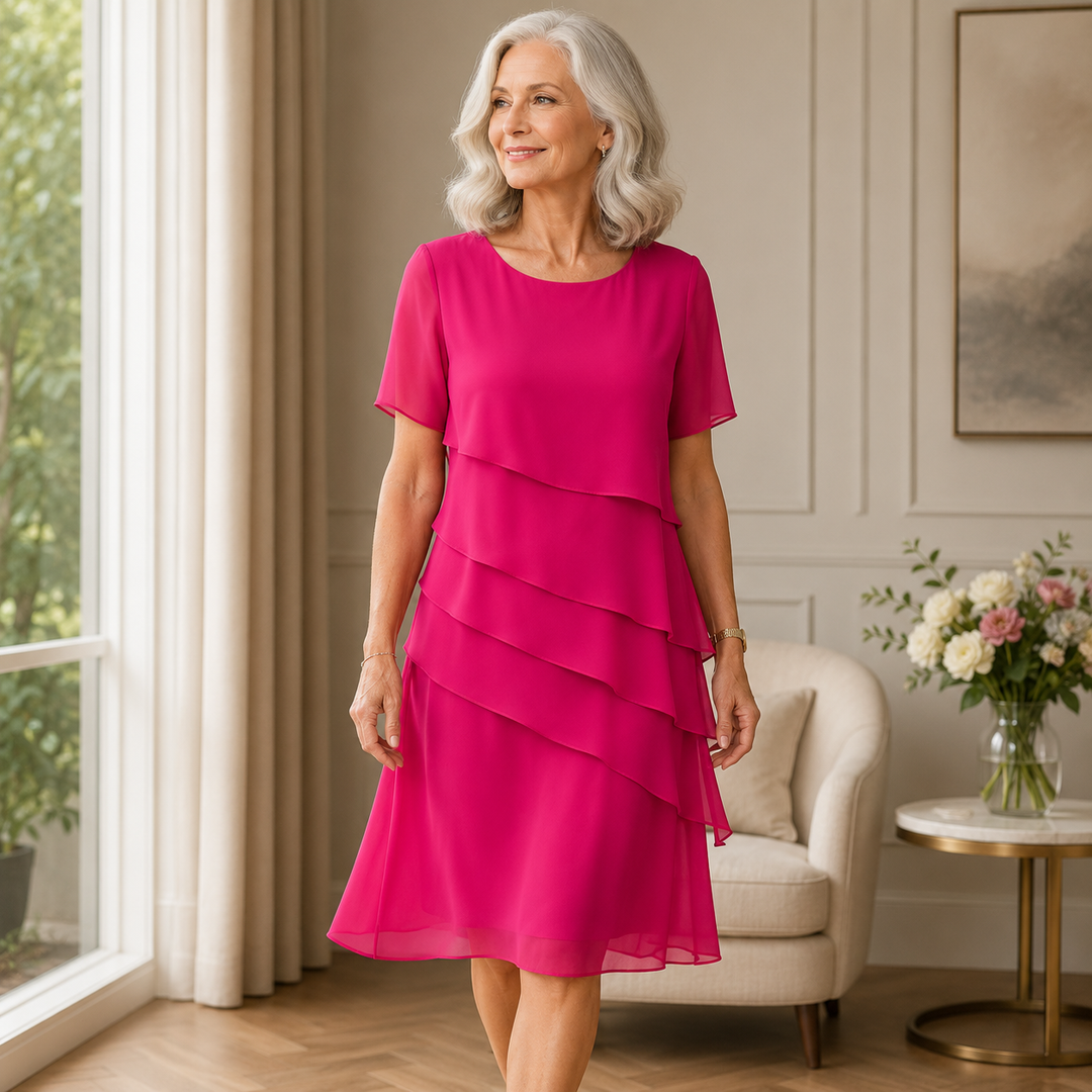 Linda | Elegant Comfort Frill Dress
