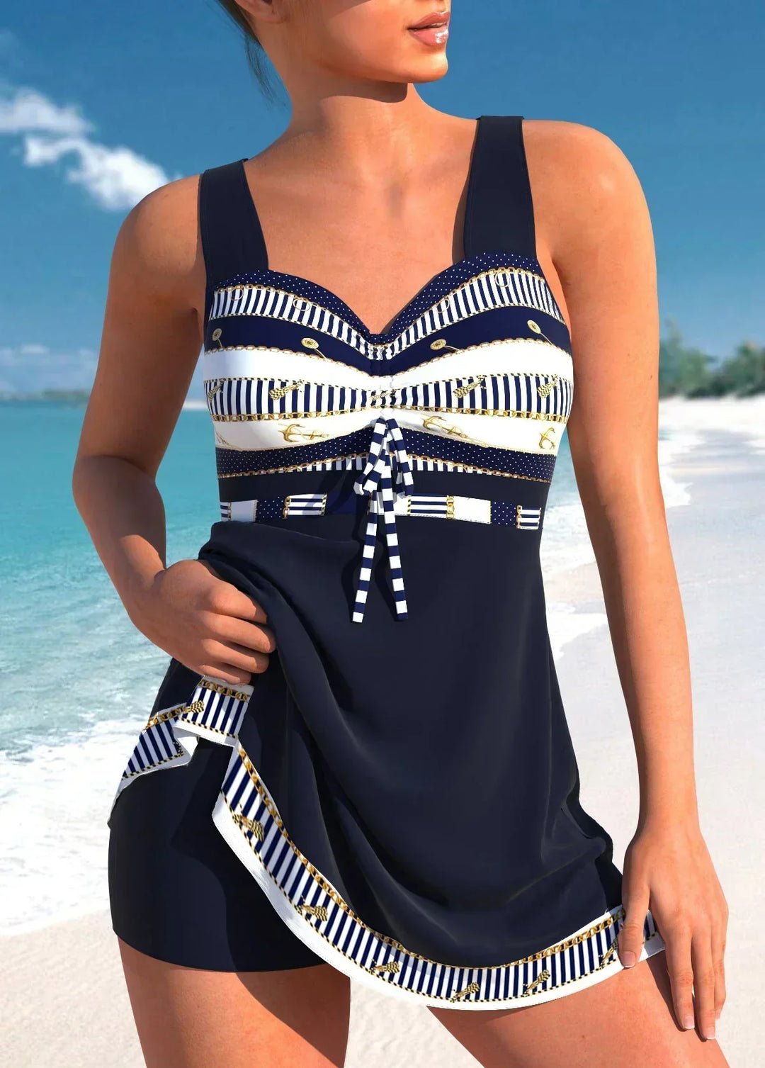 Veronica | Full Coverage Navy Swimsuit